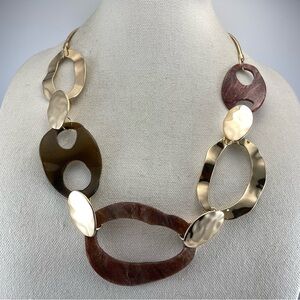 Natasha Gold Tone Acrylic Snake Chain Abstract Statement Bib Necklace